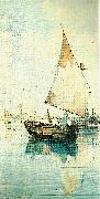 Carl Larsson segelekor vid sydlandsk stad USA oil painting artist